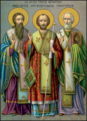 The holy hierarchs Basil the Great, Gregory the Theologian and John Chrysostome